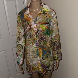 Mishca Vibrant Paisley Women's Blazer/Tunic Size Medium.